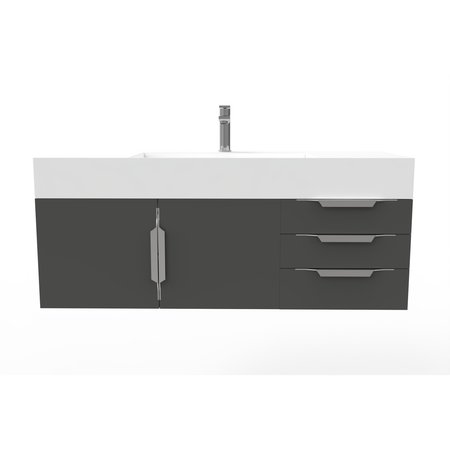 Castello Usa Amazon 48" Wall Mounted  Black Vanity With White Top And Brushed Nickel Handles CB-MC-48BLK-BN-2056-WH